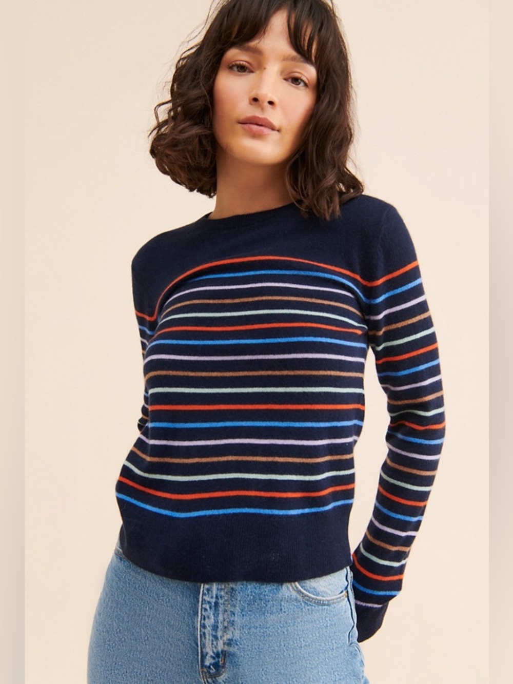 Kule navy Betty Striped Cashmere Sweater